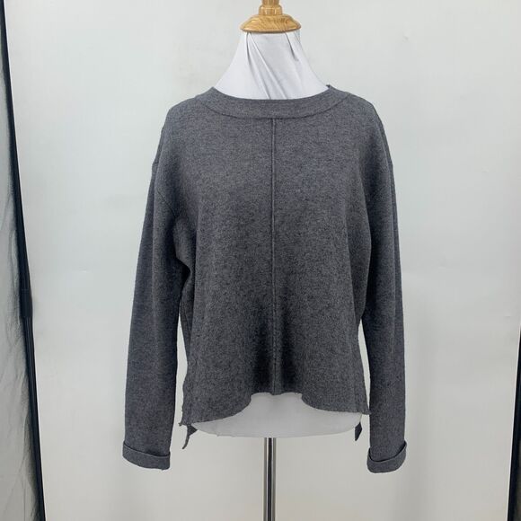 Zara Knit Sweater Womens M Medium Gray Split Seams High Low Cropped Pullover - Picture 2 of 11